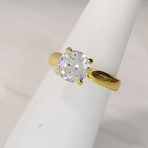 1.5CT Diamonelle diamond Cz solitaire 14k gold engagement  cocktail ring size 8